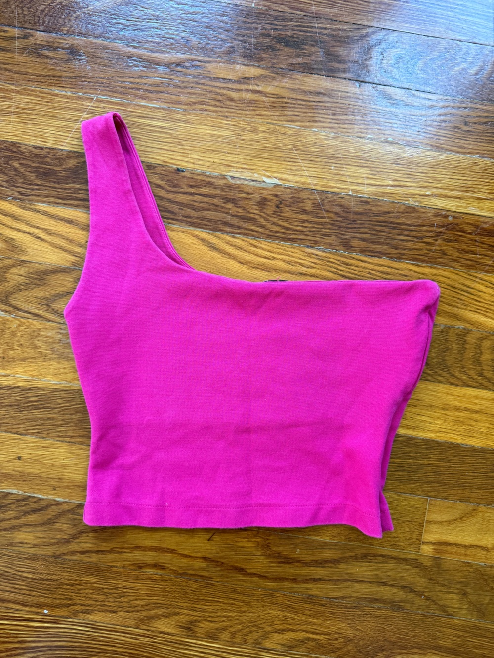 Zara Fuchsia one shoulder crop top